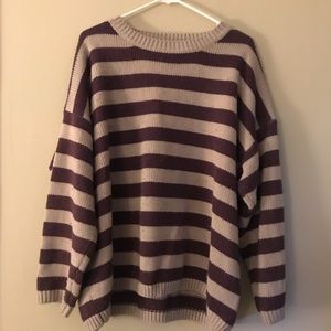 3/$35 Beautiful Purple and Tan Striped Sweater
